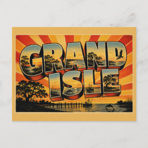Grand Isle LA Vintage Travel Art Postcard