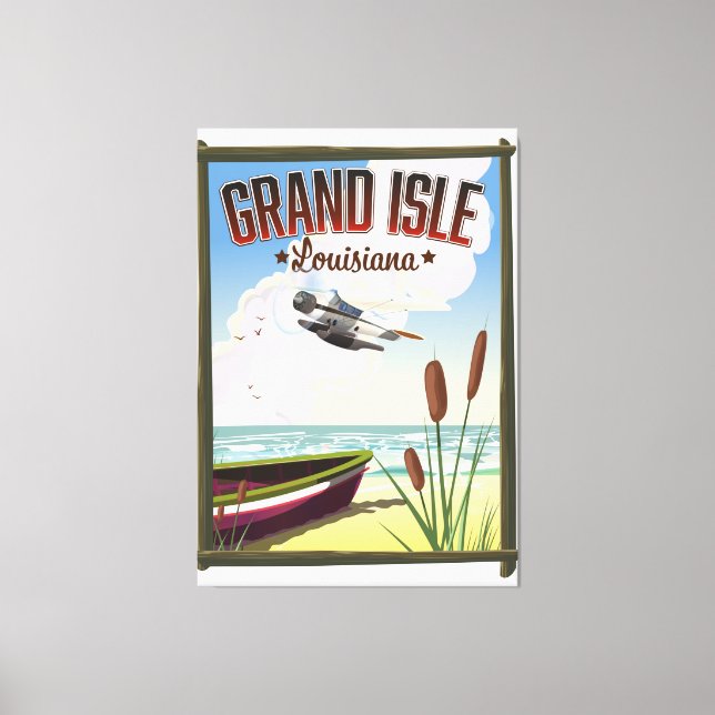 Grand Isle, Louisiana Travel poster  Canvas Print (Front)