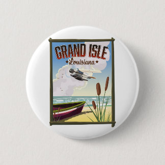 Grand Isle, Louisiana Travel poster Keychain 6 Cm Round Badge