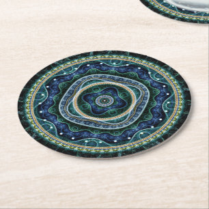 Grand Julian Fractal Mandala Art Round Paper Coaster
