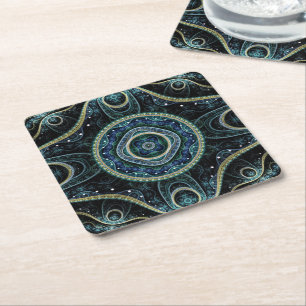 Grand Julian Fractal Mandala Art Square Paper Coaster