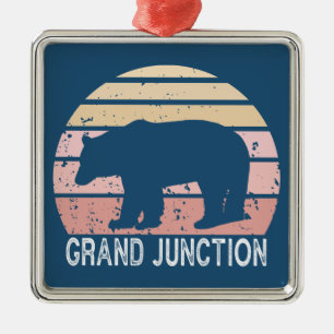 Grand Junction Colorado Retro Bear Metal Tree Decoration