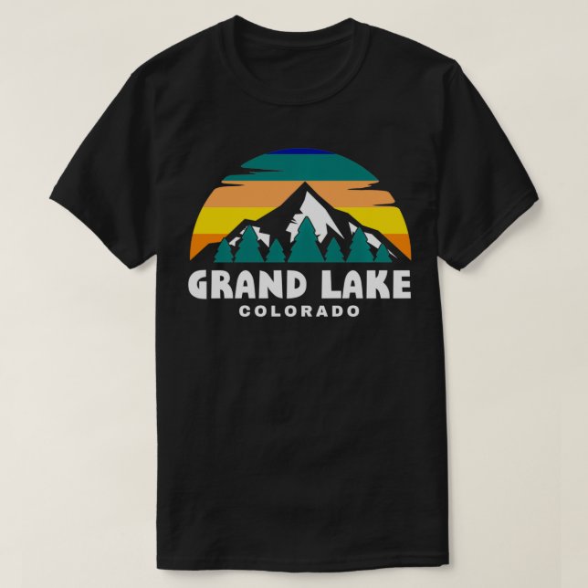Grand Lake CO Mountain Retro Hiking novelty  T-Shirt (Design Front)