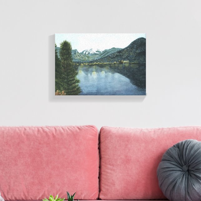 Grand Lake, CO  Watercolor Painting on Canvas Print (Insitu(LivingRoom))