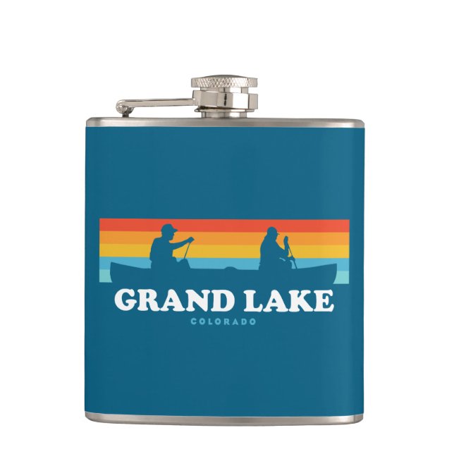 Grand Lake Colorado Canoe Hip Flask (Front)