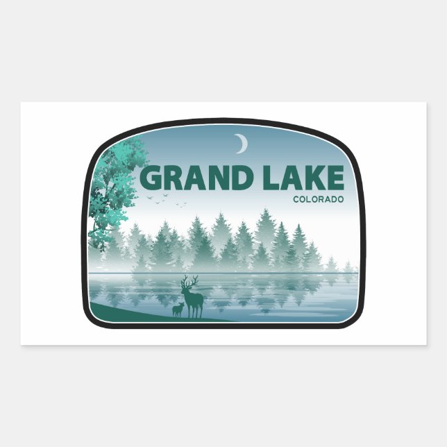 Grand Lake Colorado Deer Rectangular Sticker (Front)