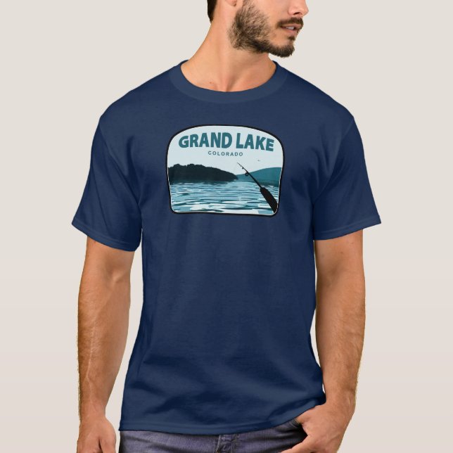 Grand Lake Colorado Fishing Rod T-Shirt (Front)