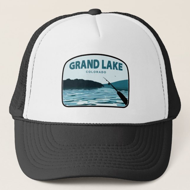 Grand Lake Colorado Fishing Rod Trucker Hat (Front)