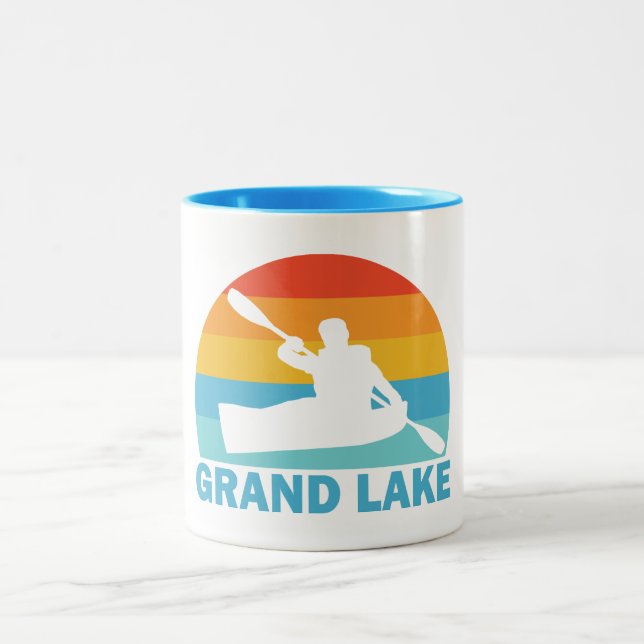 Grand Lake Colorado Kayak Two-Tone Coffee Mug (Center)