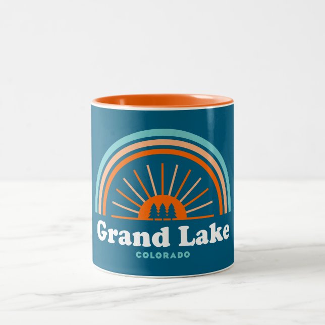 Grand Lake Colorado Rainbow Two-Tone Coffee Mug (Center)