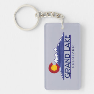 Grand Lake Colorado wood mountains keychain