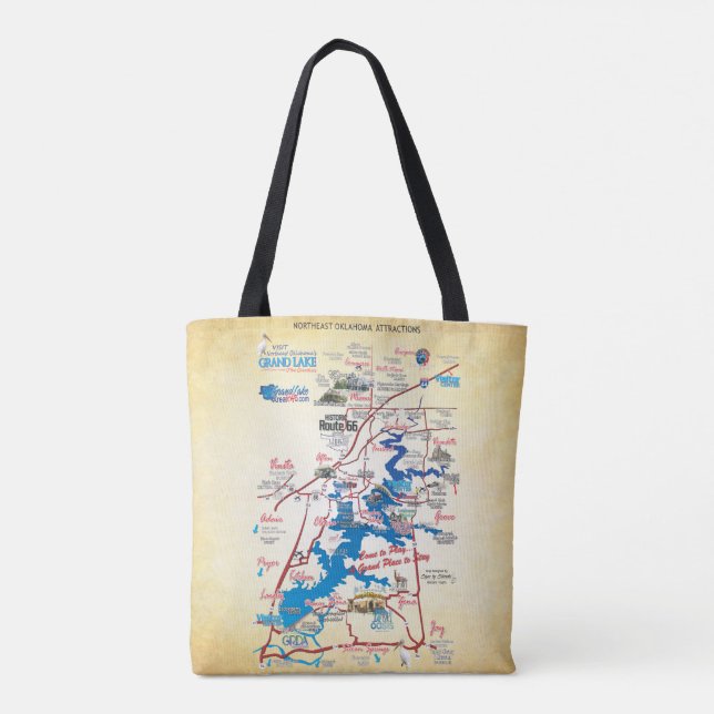 Grand Lake OK dimensional map 19 Poster Tote Bag (Back)