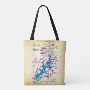Grand Lake OK dimensional map 20z Tote Bag