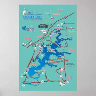 Grand Lake Map With Cove Names Grand Lake Oklahoma Gifts On Zazzle Uk