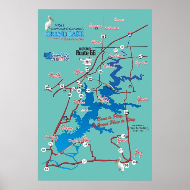 Grand Lake OK road map Poster (Front)