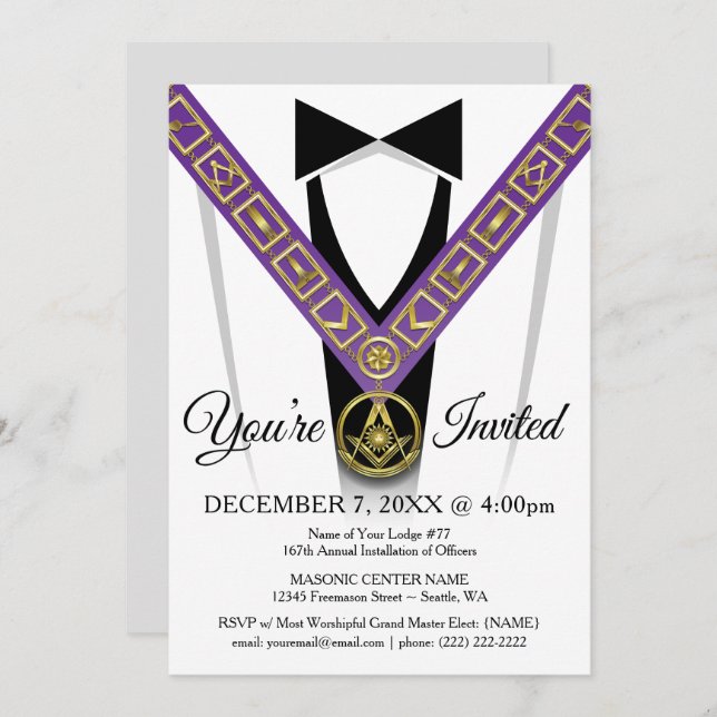 Grand Lodge Masonic Invitations | Freemason (Front/Back)