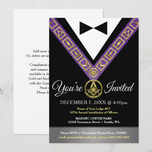 Grand Lodge Masonic Invitations   Purple and Gold