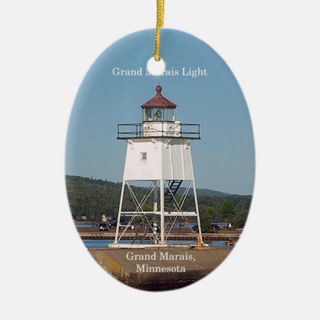 Grand Marais Light oval ornament (Front)