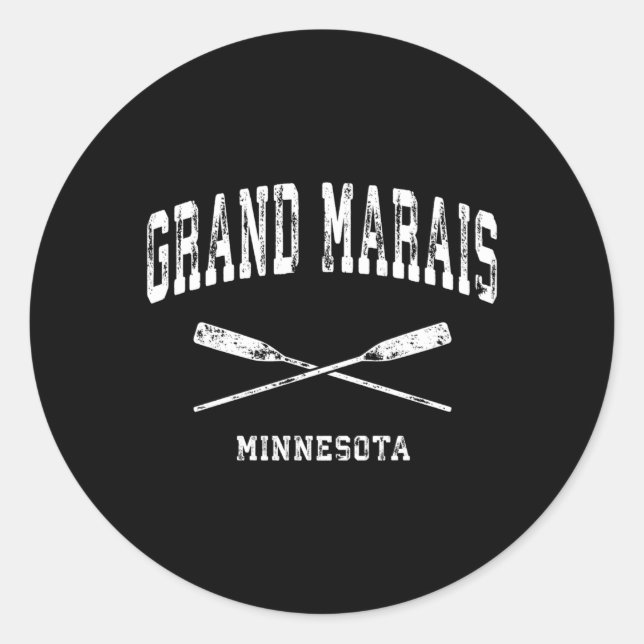 Grand Marais Minnesota Nautical Crossed Oars Classic Round Sticker (Front)