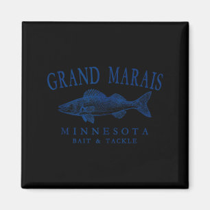 Grand Marais Minnesota Walleye Fishing Vintage Magnet
