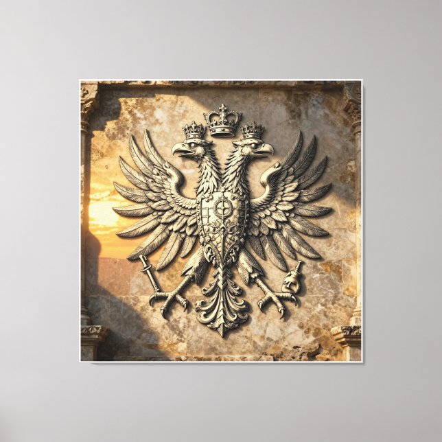 Grand Marble Sculpture of the Illyrian Eagle with  Canvas Print (Front)