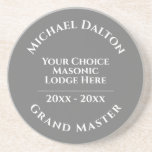 Grand Master Masonic Coaster<br><div class="desc">A coaster to commemorate a Grand Master at a Masonic Lodge or Masonic Temple. Personalize to include name,  Grand Master Masonic title,  Lodge,  and date. Unique memento of a special Worshipful master role. Grand Master Masonic coaster. Ladies Night gift idea.</div>