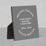 Grand Master Masonic Plaque<br><div class="desc">A plaque to commemorate a Grand Master at a Masonic Lodge or Masonic Temple. Personalise to include name,  Grand Master Masonic title,  Lodge,  and date. Unique memento of a special role as a Worshipful master. Grand Master Masonic plaque.</div>