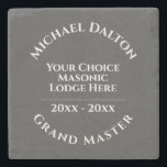 Grand Master Masonic Stone Coaster<br><div class="desc">A stone coaster to commemorate a Grand Master at a Masonic Lodge or Masonic Temple. Personalise to include name,  Grand Master Masonic title,  Lodge,  and date. Unique memento of a special Worshipful master role. Grand Master Masonic stone coaster.</div>