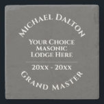 Grand Master Masonic Stone Coaster<br><div class="desc">A stone coaster to commemorate a Grand Master at a Masonic Lodge or Masonic Temple. Personalise to include name,  Grand Master Masonic title,  Lodge,  and date. Unique memento of a special Worshipful master role. Grand Master Masonic stone coaster.</div>
