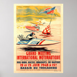 Grand Meeting Motonautique Boat Racing Geo Ham Poster