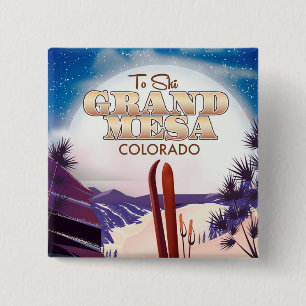 grand mesa, Colorado Ski poster. 15 Cm Square Badge