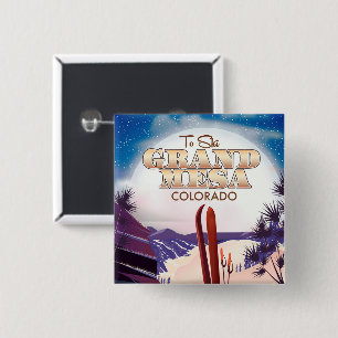 grand mesa, Colorado Ski poster. 15 Cm Square Badge
