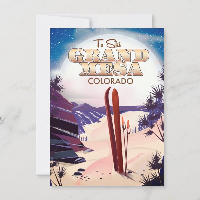 grand mesa, Colorado Ski poster. Invitation (Back)