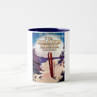 grand mesa, Colorado Ski poster. Two-Tone Coffee Mug