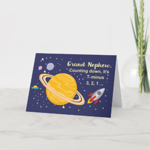 Grand Nephew Birthday Planets in Outer Space Card