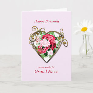 Grand Niece Birthday Antique Painted Roses Card