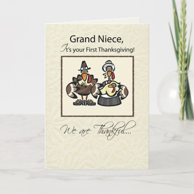 Grand Niece First Thanksgiving Turkey Family Holiday Card (Front)