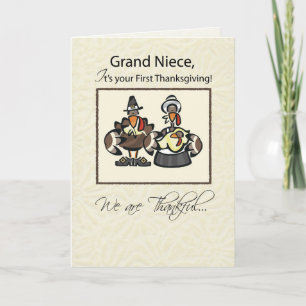Grand Niece First Thanksgiving Turkey Family Holiday Card