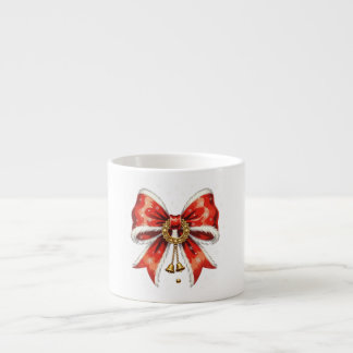 Grand nœud rouge festif aquarelle – Élégance vinta Espresso Cup