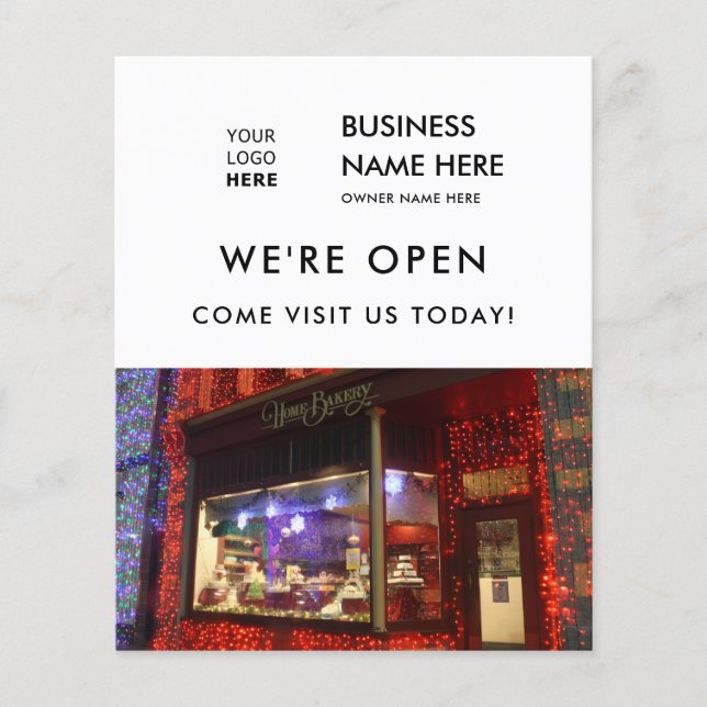 Grand Opening Bakery Shop Custom Photo Logo White Flyer (Front)