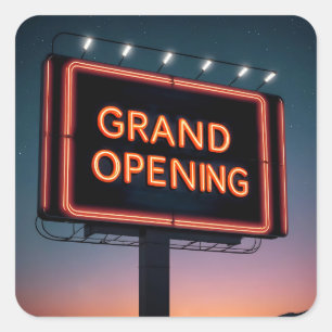 Grand Opening Billboard Square Sticker