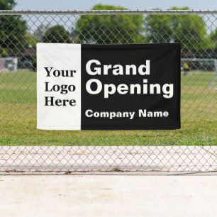 Grand Opening Black and White Business Logo & Name Banner
