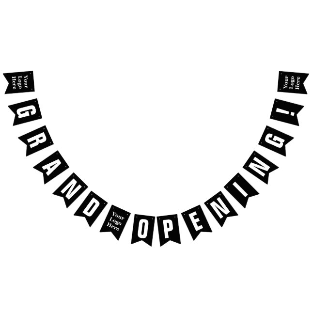Grand Opening Black and White Your Logo Here Bunting (All)