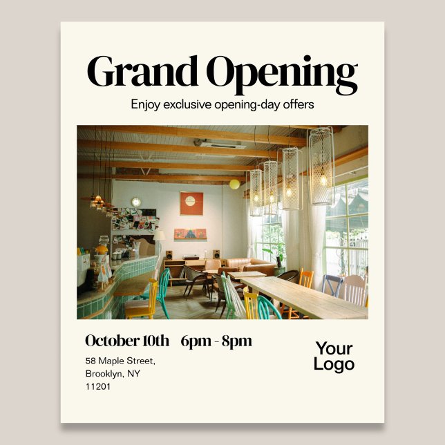 Grand Opening Bold Retro Editorial Photo Flyer (Creator Uploaded)