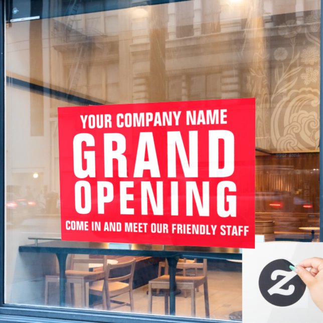 Grand opening business signage bright red window cling (Cafe Window)