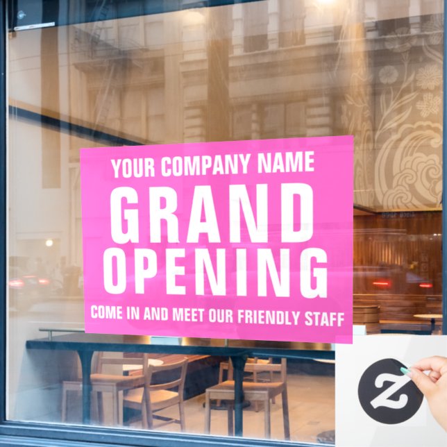 Grand opening business signage pink window cling (Cafe Window)