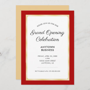 Grand Opening Celebration   Red and Gold Invitation