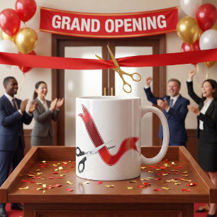 Grand Opening Celebration Scissors Cutting Ribbon  Coffee Mug