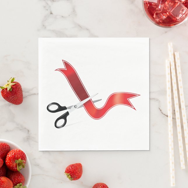 Grand Opening Celebration Scissors Cutting Ribbon  Napkin (Creator Uploaded)