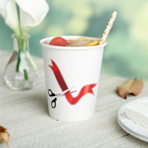 Grand Opening Celebration Scissors Cutting Ribbon  Paper Cups